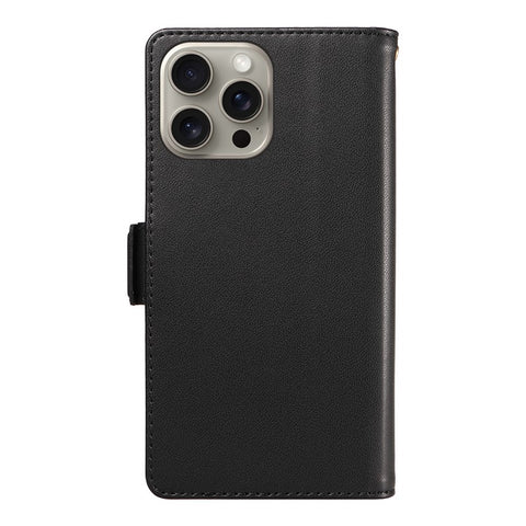 For iPhone 15 Pro Max Case with Multi-Card Holder and Strap PU Leather Phone Cover Stand
