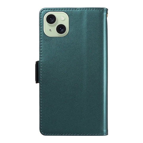 For iPhone 15 Plus Case with Multi-Card Holder and Strap PU Leather Phone Cover Stand