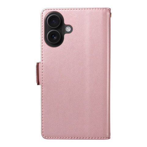 For iPhone 16 Plus Case with Multi-Card Holder and Strap PU Leather Phone Cover Stand