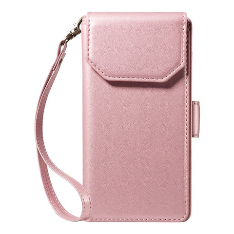 For iPhone 16 Pro Max Case with Multi-Card Holder and Strap PU Leather Phone Cover Stand