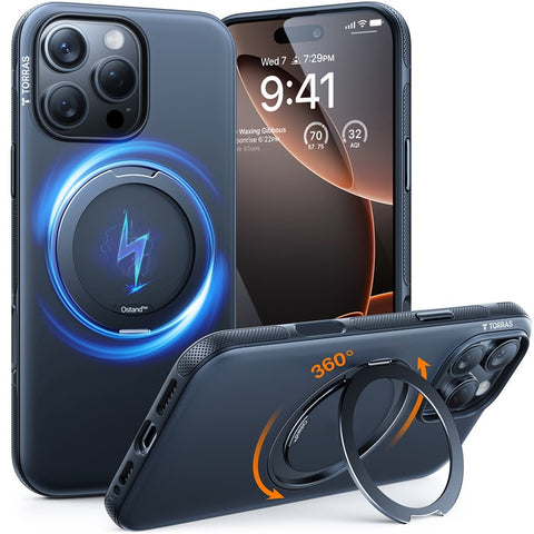 TORRAS Ostand O3 Fitness Series For iPhone 16 Pro Max Case Compatible with MagSafe TPU PC Kickstand Phone Cover