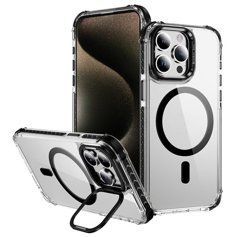 For iPhone 13 Pro Clear Phone Case with Lens Kickstand Cover Compatible with MagSafe