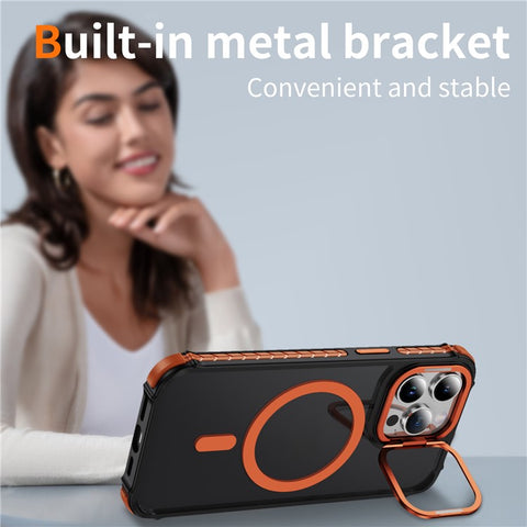 For iPhone 13 Pro Case with Lens Kickstand Matte Phone Back Cover Compatible with MagSafe