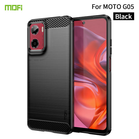 MOFI For Motorola Moto E15 4G / Motorola Moto G05 4G Back Cover  Brushed Texture Carbon Fiber Soft TPU Case