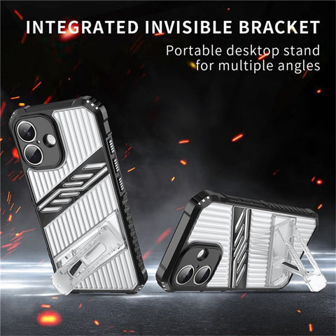 For iPhone 16 Plus Case Folding Kickstand PC + TPU Anti Drop Phone Cover