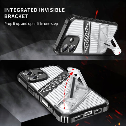 For iPhone 16 Plus Case Folding Kickstand PC + TPU Anti Drop Phone Cover