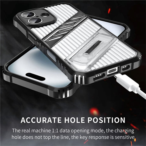 For iPhone 16 Plus Case Folding Kickstand PC + TPU Anti Drop Phone Cover