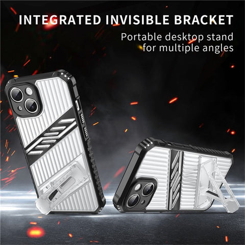 For iPhone 15 Case Folding Kickstand PC + TPU Anti Drop Phone Cover