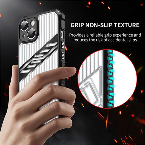 For iPhone 15 Case Folding Kickstand PC + TPU Anti Drop Phone Cover
