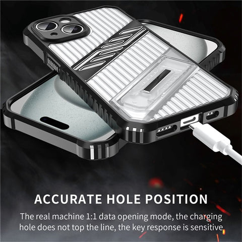 For iPhone 15 Case Folding Kickstand PC + TPU Anti Drop Phone Cover