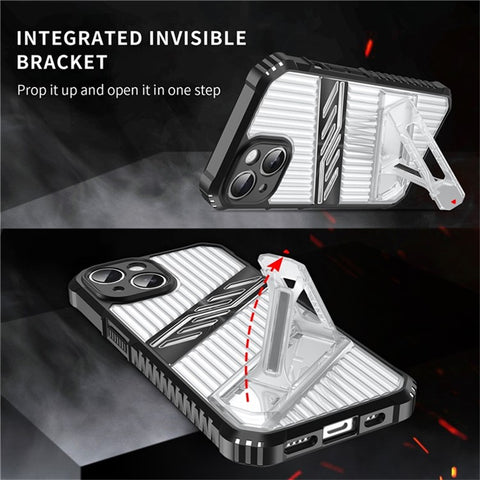 For iPhone 15 Case Folding Kickstand PC + TPU Anti Drop Phone Cover