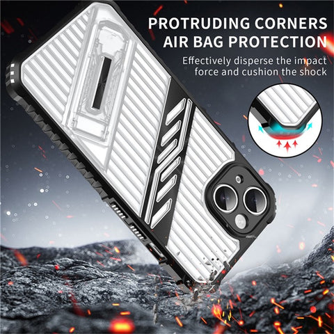 For iPhone 15 Case Folding Kickstand PC + TPU Anti Drop Phone Cover