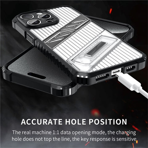 For iPhone 15 Pro Case Folding Kickstand PC + TPU Anti Drop Phone Cover
