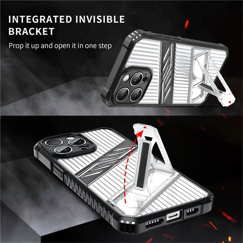 For iPhone 15 Pro Max Case Folding Kickstand PC + TPU Anti Drop Phone Cover