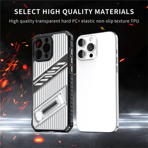 For iPhone 15 Pro Max Case Folding Kickstand PC + TPU Anti Drop Phone Cover