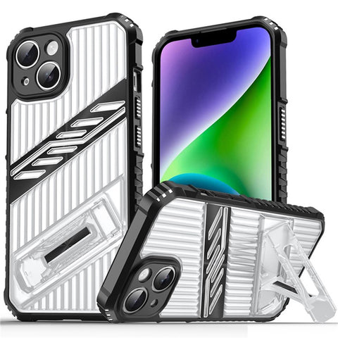 For iPhone 14 Case Folding Kickstand PC + TPU Anti Drop Phone Cover