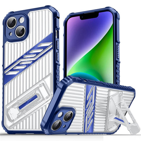 For iPhone 14 Case Folding Kickstand PC + TPU Anti Drop Phone Cover