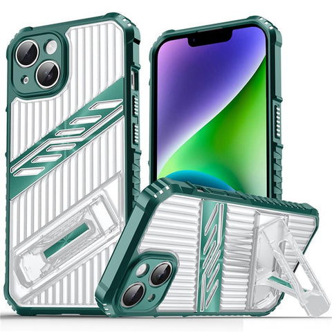 For iPhone 14 Case Folding Kickstand PC + TPU Anti Drop Phone Cover