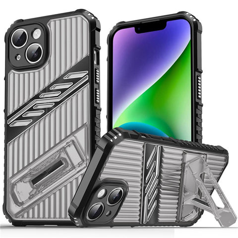 For iPhone 14 Case Folding Kickstand PC + TPU Anti Drop Phone Cover