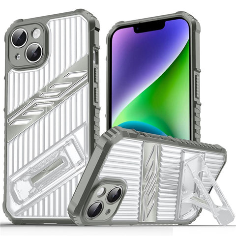 For iPhone 14 Case Folding Kickstand PC + TPU Anti Drop Phone Cover