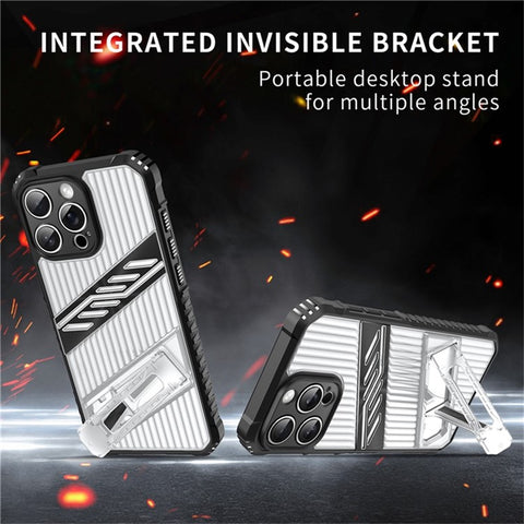 For iPhone 14 Pro Max Case Folding Kickstand PC + TPU Anti Drop Phone Cover