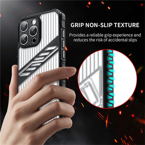 For iPhone 14 Pro Max Case Folding Kickstand PC + TPU Anti Drop Phone Cover