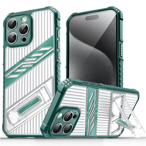 For iPhone 14 Pro Max Case Folding Kickstand PC + TPU Anti Drop Phone Cover