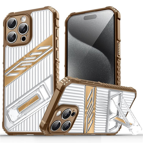 For iPhone 14 Pro Max Case Folding Kickstand PC + TPU Anti Drop Phone Cover