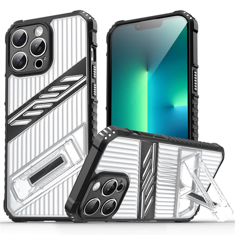 For iPhone 13 Pro Case Folding Kickstand PC + TPU Anti Drop Phone Cover