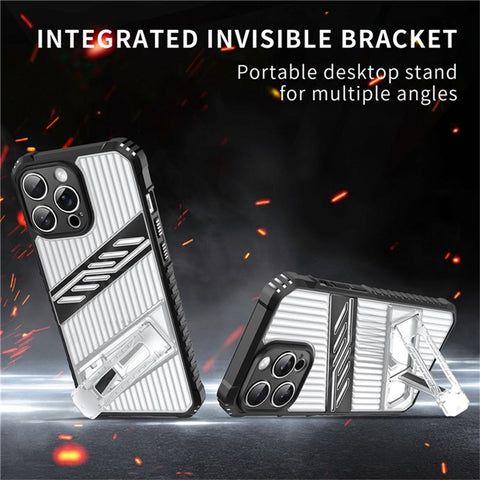 For iPhone 13 Pro Case Folding Kickstand PC + TPU Anti Drop Phone Cover
