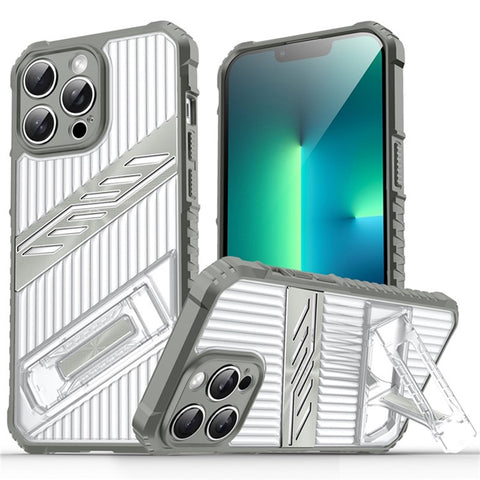 For iPhone 13 Pro Case Folding Kickstand PC + TPU Anti Drop Phone Cover