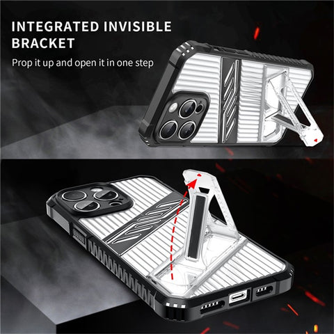 For iPhone 13 Pro Max Case Folding Kickstand PC + TPU Anti Drop Phone Cover