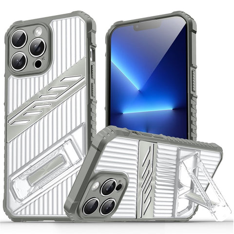 For iPhone 13 Pro Max Case Folding Kickstand PC + TPU Anti Drop Phone Cover