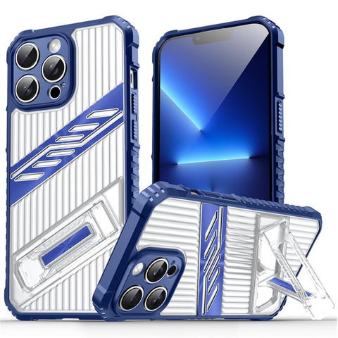 For iPhone 13 Pro Max Case Folding Kickstand PC + TPU Anti Drop Phone Cover