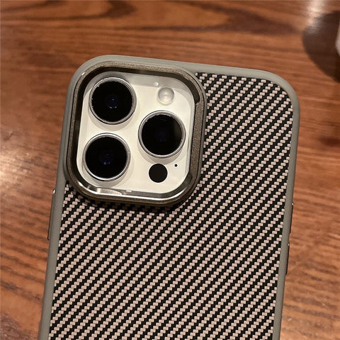 For iPhone 16 Pro Case Compatible with MagSafe PC + TPU Phone Back Cover Carbon Fiber Texture