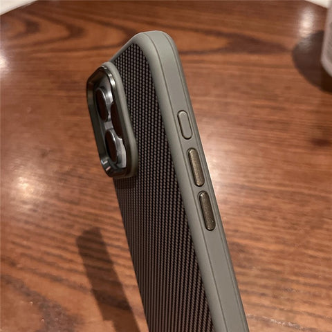For iPhone 16 Pro Case Compatible with MagSafe PC + TPU Phone Back Cover Carbon Fiber Texture