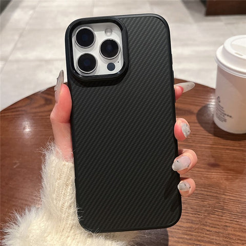 For iPhone 16 Pro Case Compatible with MagSafe PC + TPU Phone Back Cover Carbon Fiber Texture
