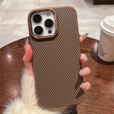 For iPhone 16 Pro Case Compatible with MagSafe PC + TPU Phone Back Cover Carbon Fiber Texture