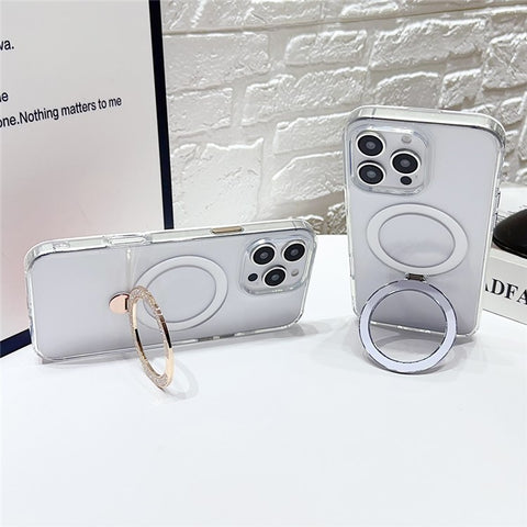 For iPhone 16 Pro Max Case Compatible with MagSafe TPU + PC Kickstand Clear Phone Cover