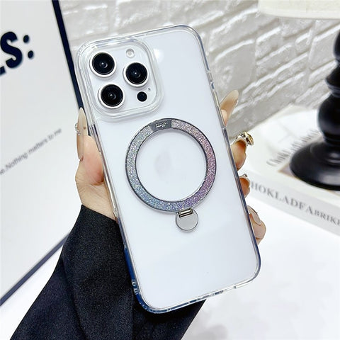 For iPhone 16 Pro Max Case Compatible with MagSafe TPU + PC Kickstand Clear Phone Cover