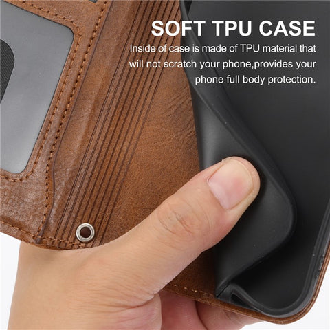 For iPhone 17e / 16e Case Zipper Pocket Leather Phone Cover with Crossbody Shoulder Strap
