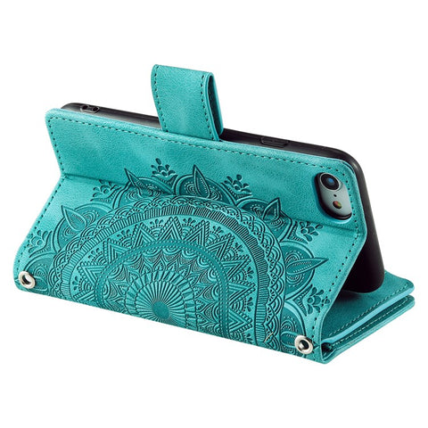 Style 006 For iPhone 17e / 16e Wallet Case PU Leather Phone Cover Mandala Flower Pattern