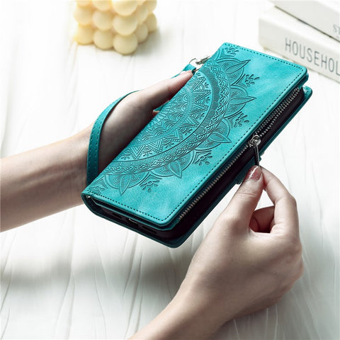 Style 006 For iPhone 17e / 16e Wallet Case PU Leather Phone Cover Mandala Flower Pattern