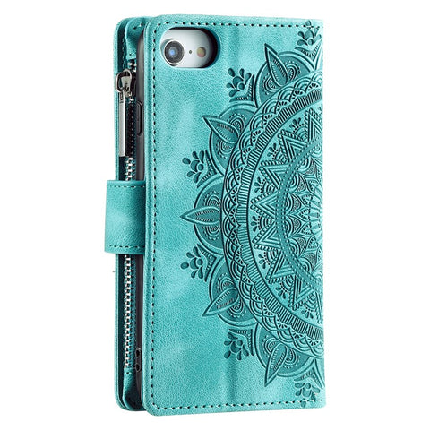 Style 006 For iPhone 17e / 16e Wallet Case PU Leather Phone Cover Mandala Flower Pattern