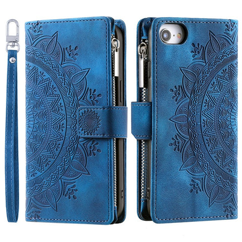 Style 006 For iPhone 17e / 16e Wallet Case PU Leather Phone Cover Mandala Flower Pattern