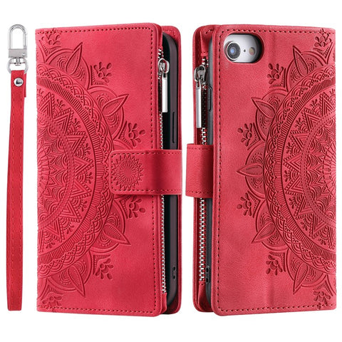 Style 006 For iPhone 17e / 16e Wallet Case PU Leather Phone Cover Mandala Flower Pattern