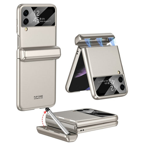 GKK 10803 For Samsung Galaxy Z Flip3 5G Case with Stylus Magnetic Hinge Phone Cover Built In Screen Film