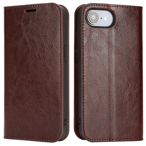 For iPhone 17e / 16e Case Crazy Horse Texture Split Leather Wallet Phone Cover