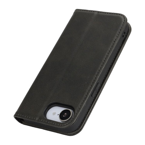For iPhone 17e / 16e Case PU Leather Calf Textured Magnetic Closing Smart Phone Cover