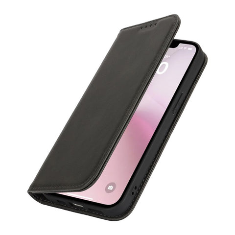For iPhone 17e / 16e Case PU Leather Calf Textured Magnetic Closing Smart Phone Cover